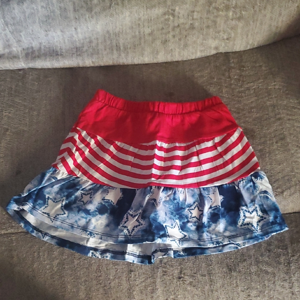 NWOT Red and Blue Tiered Skirt with Stars